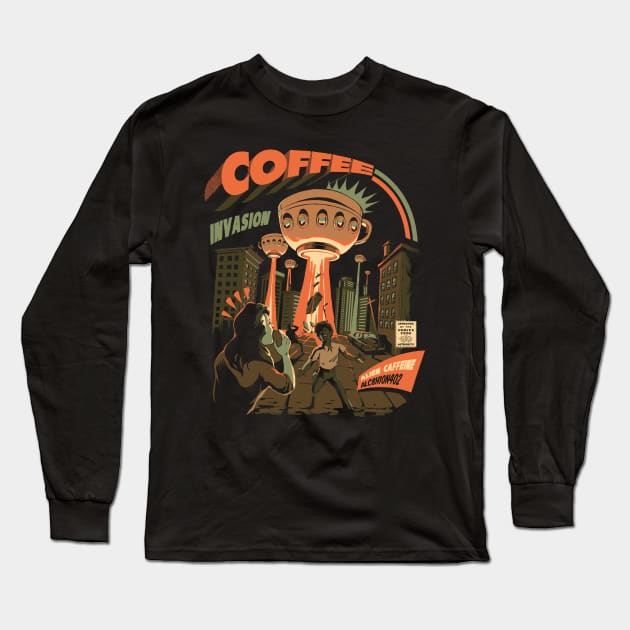 Coffee Invasion Long Sleeve T-Shirt by Ilustrata